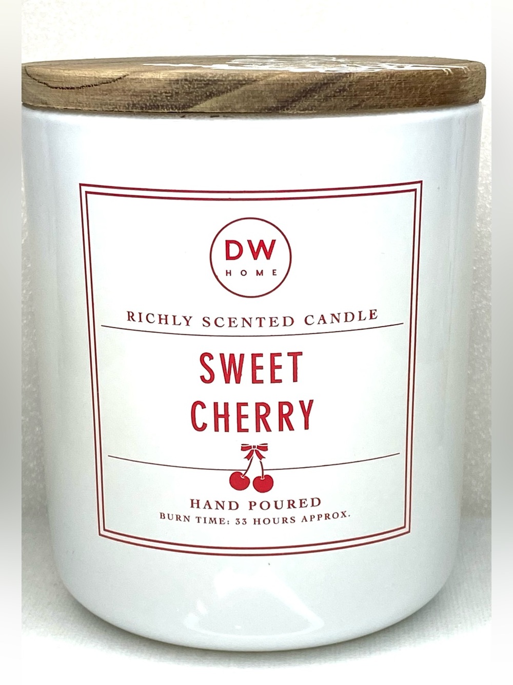 DW Home Sweet Cherry Candle - White with Red Accents